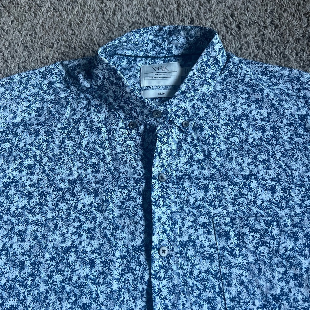 WRK Clothing Button Down Shirt The Reworked Shirt Large Slim Blue